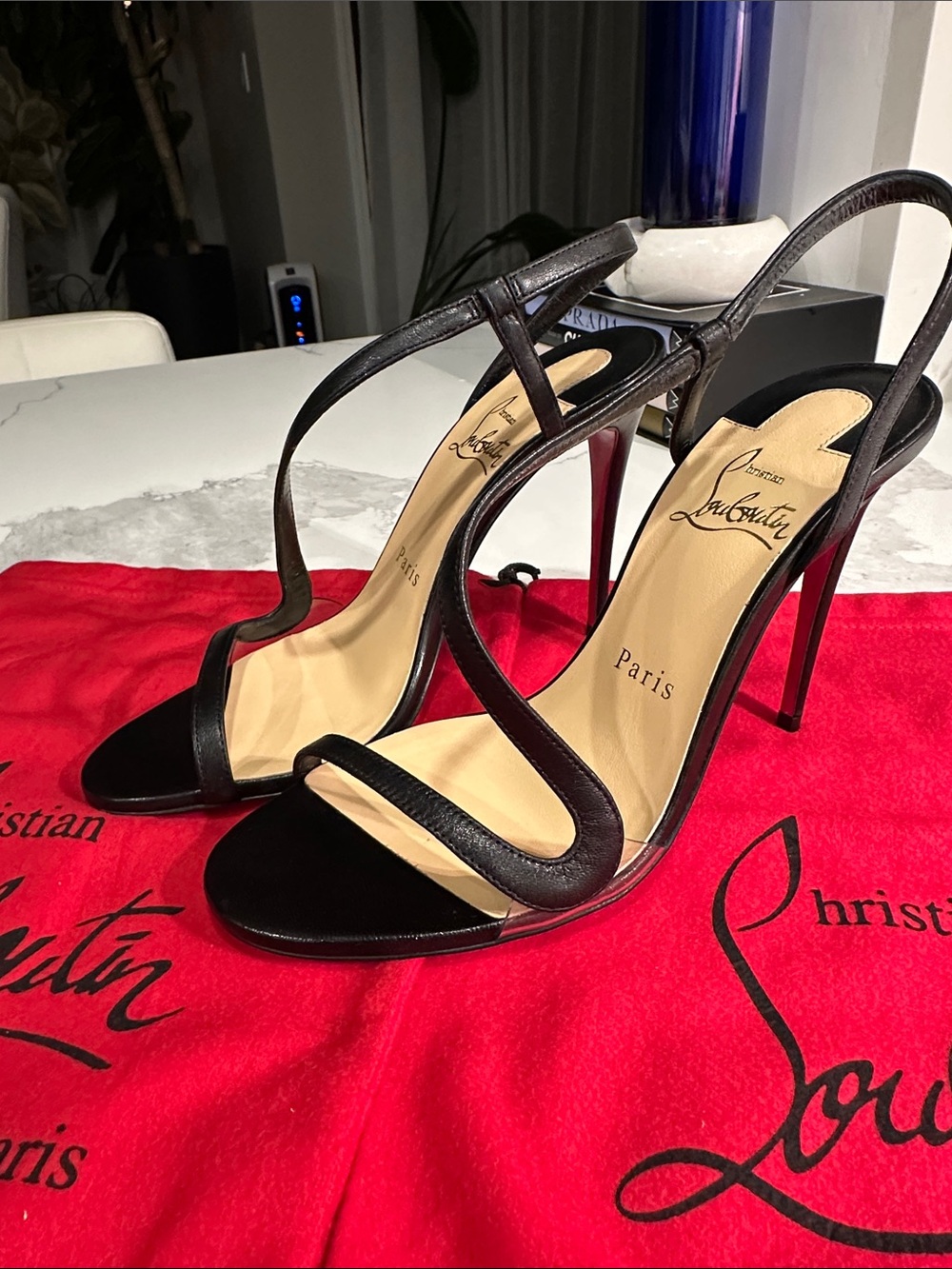 Christian Louboutin Rosa Z 100 mm Black Patent Calf Leather Heels